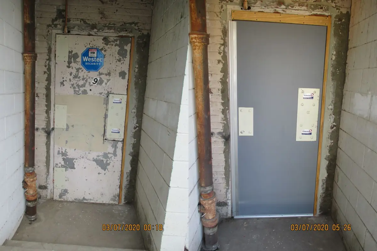 Commercial hollow-metal steel door installed at a business entrance in Ventura County