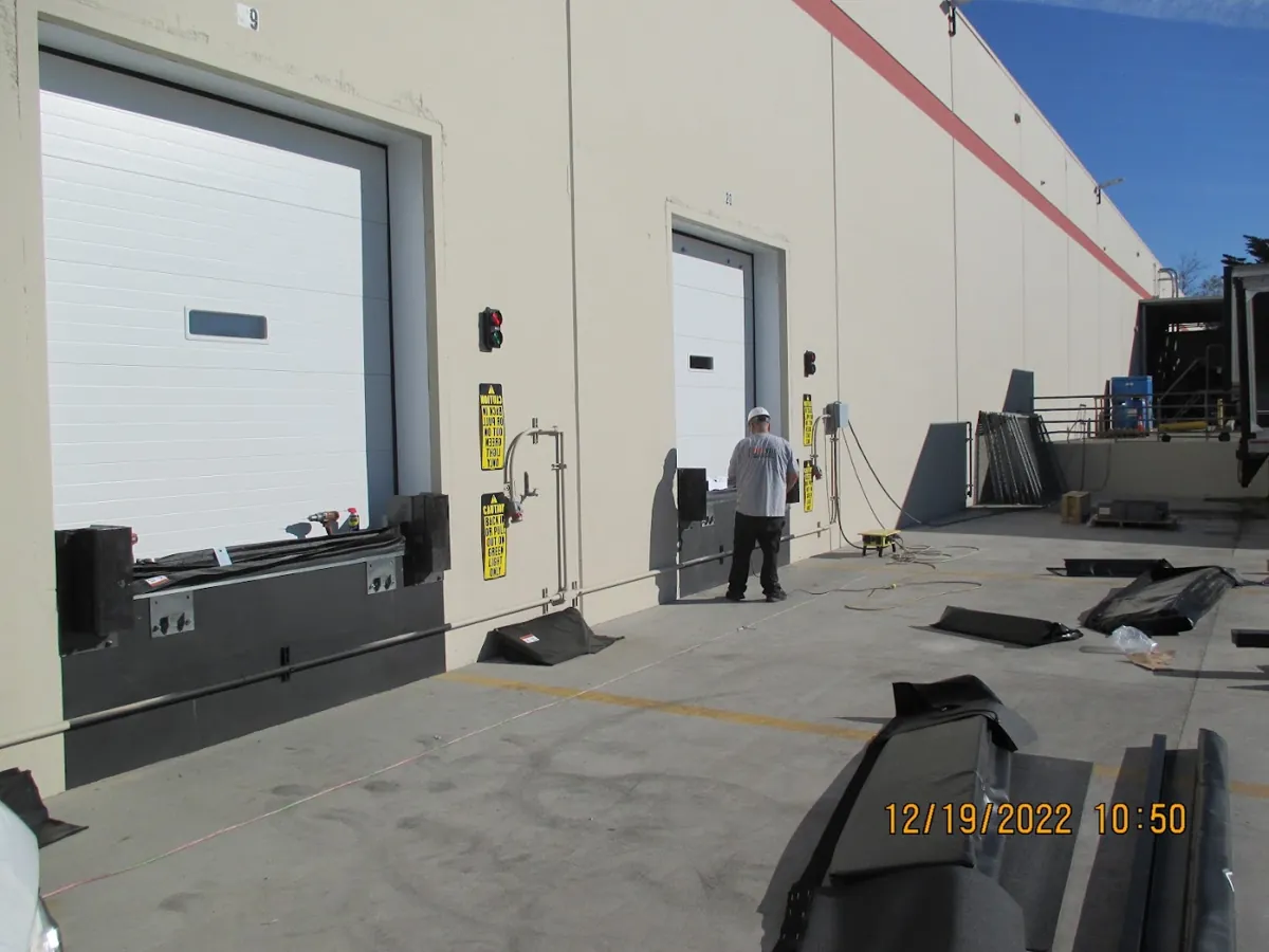 Loading dock leveler installation at a warehouse in Ventura County