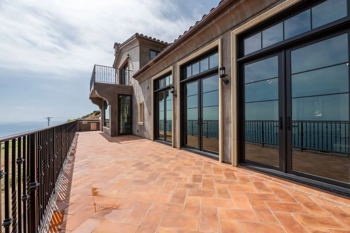 Replacement patio terrace doors with new weatherproof seals and hardware
