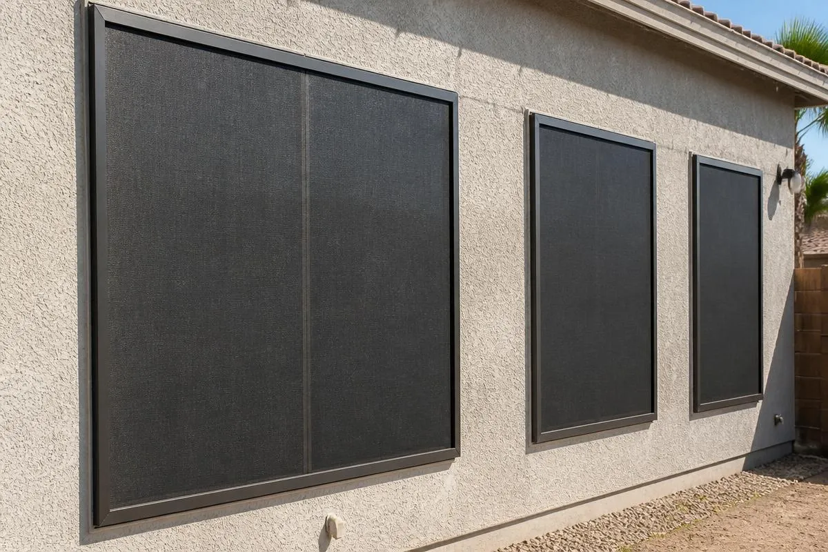 Solar screens installed on home windows for heat and glare reduction in Oxnard, CA